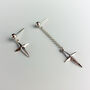 Sterling Silver Asymmetrical Cross Dangle Stud Earrings, thumbnail 4 of 5