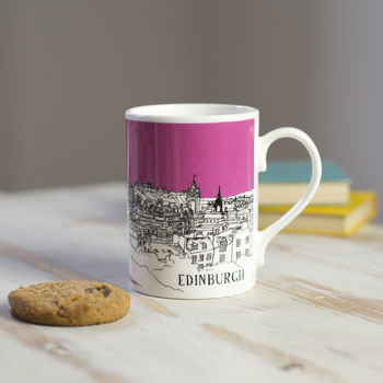 Edinburgh Calton Hill Mug Pink, 3 of 3
