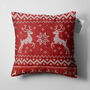 Reindeers Winter Cushion Cover With Red And White, thumbnail 7 of 8