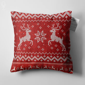 Reindeers Winter Cushion Cover With Red And White, 7 of 8