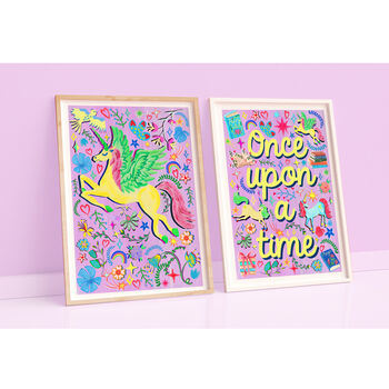 Lilac Unicorn Flower Print Set, 10 of 12