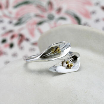 Adjustable Calla Lily Silver Ring, 3 of 5