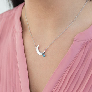 Crescent Moon Necklace With Mood Stone, 2 of 10