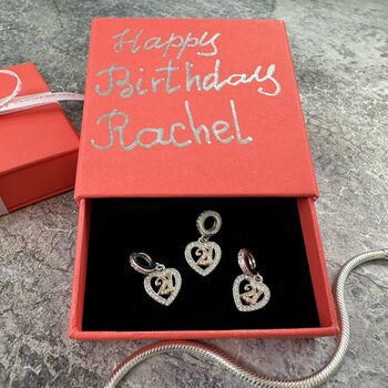 21st Birthday Charm Personalised Silver Gift For Her, 6 of 9