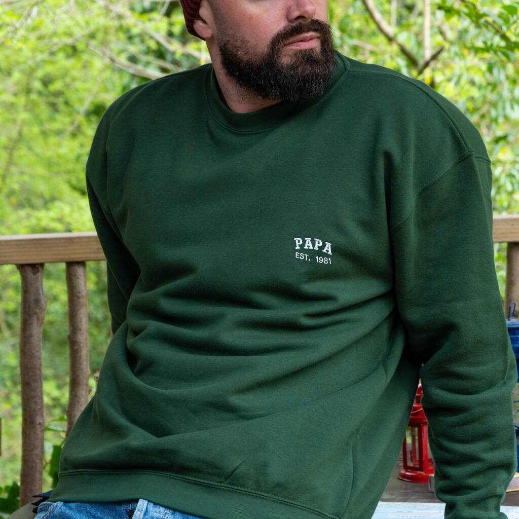 Embroidered Papa Daddy Dad Est Year Sweatshirt, 1 of 2
