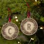 Personalised Wooden Wreath Bauble Set For Couples, thumbnail 2 of 5