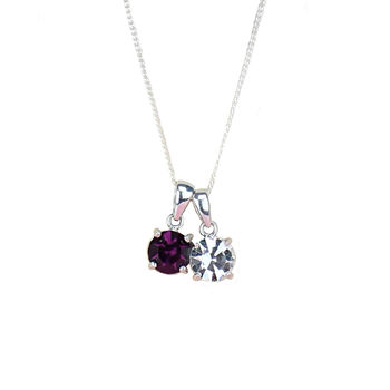 Couples Birthstone Sterling Silver Necklace Pendant, 6 of 7