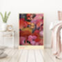 Japanese Pink Floral Mushrooms Art Print, thumbnail 4 of 4