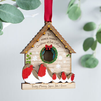 Family Bird House And Robins Christmas Decoration, 3 of 5