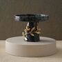 Grey Marble Pedestal Stand With Gold Leaf Detail, thumbnail 1 of 2