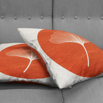 Orange Pillow Cover With Linear Flower Illustration, 4 of 7