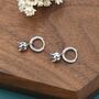 Lily Of The Valley Flower Charm Huggie Hoop Earrings In Sterling Silver, thumbnail 3 of 12