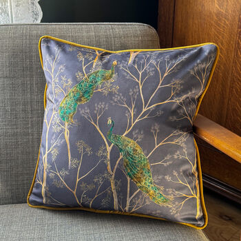 Luxury Super Soft Velvet Cushion Peacock Grey With Optional Piping, 2 of 9