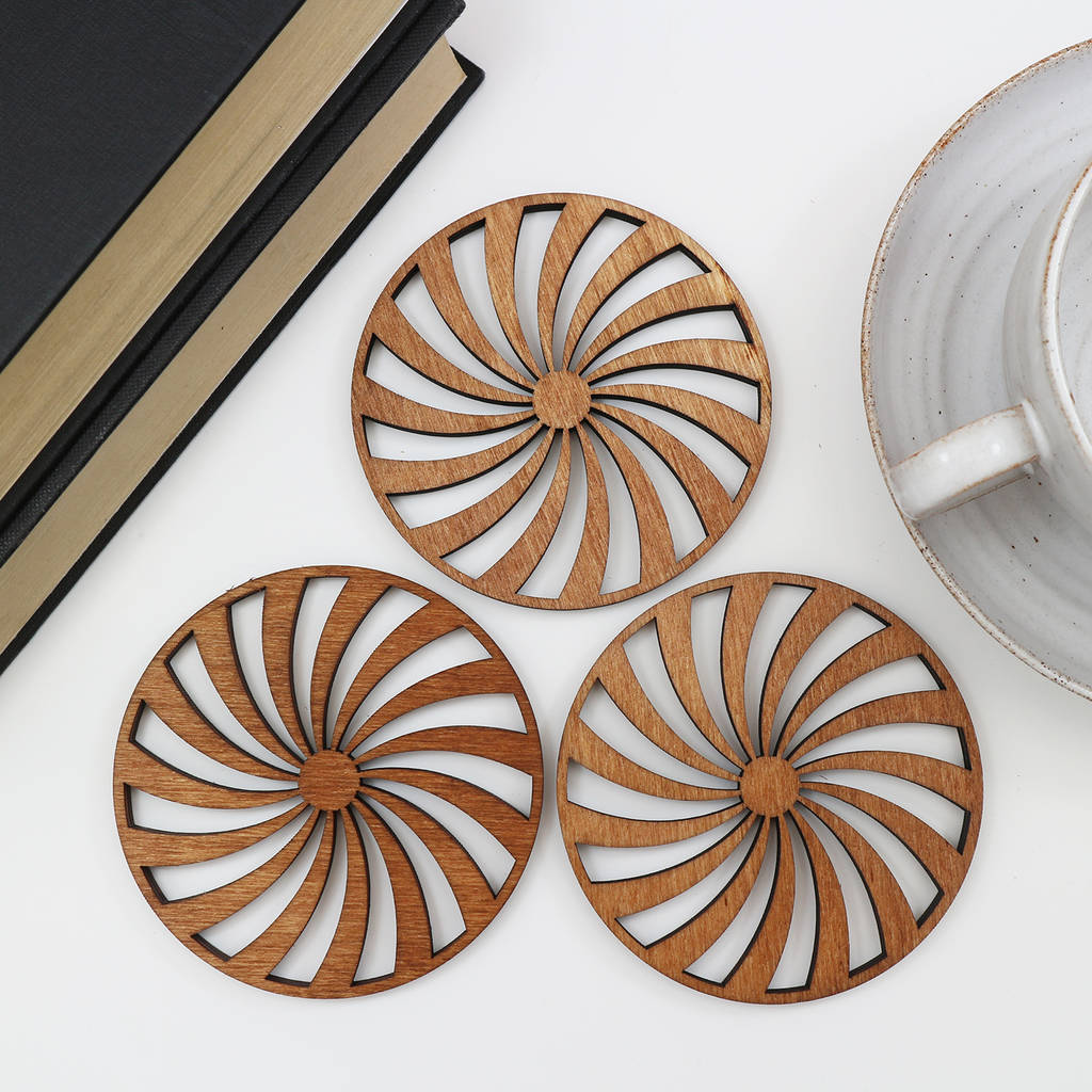 Drinks Coasters With Spiral Design, Set Of Four By For Me & For You Designs