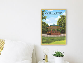 Queen's Park London Travel Poster Art Print, 3 of 8