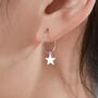 Sterling Silver Very Minimalist Star Hoop Earrings, thumbnail 5 of 11