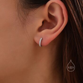 Sterling Silver Cz Huggie Hoops, 8 of 12