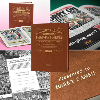 Leicester Tigers Personalised Rugby Newspaper Book, 7 of 12