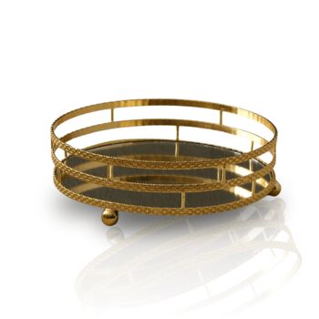 Three Tier Tray With Mirrored Base, Woven Detailing, 2 of 2