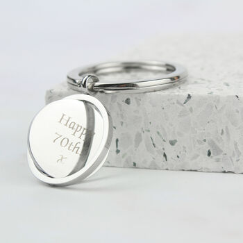 70th Or 80th Birthday Personalised Farthing Spinner Keyring, 3 of 9