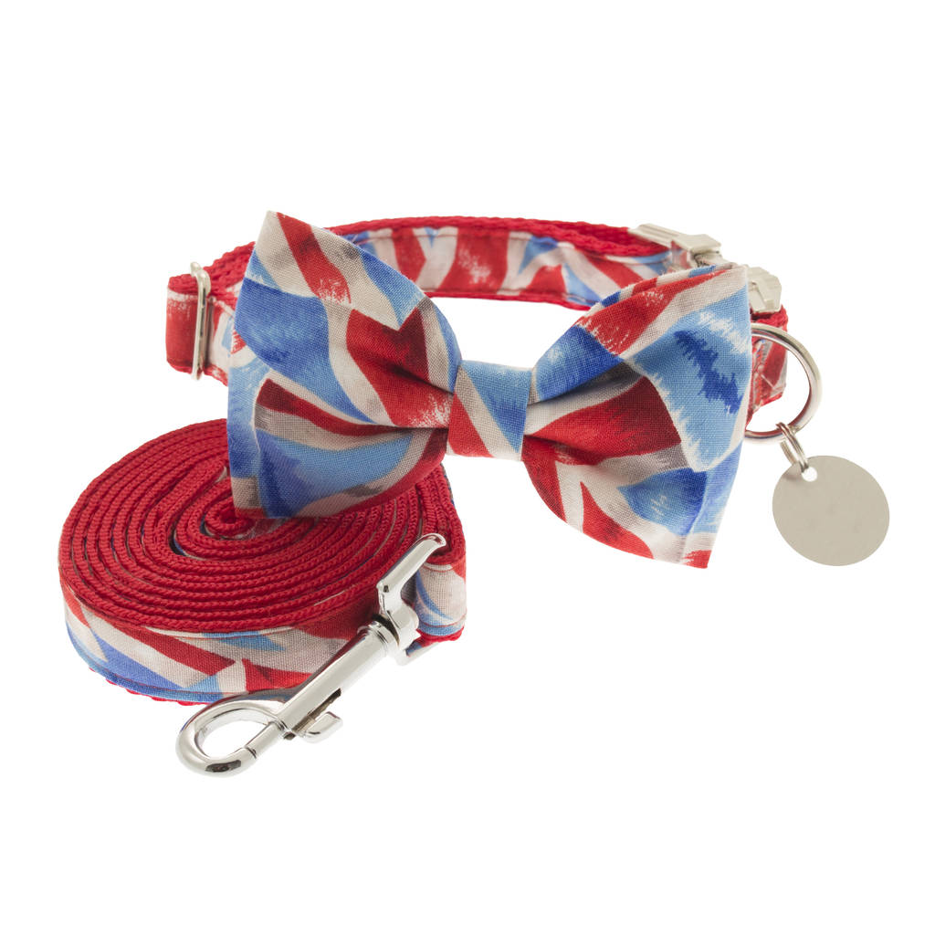 union jack bow tie dog collar by dober & dasch