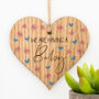 We Are Having A Baby Hanging Wood Heart, thumbnail 2 of 3