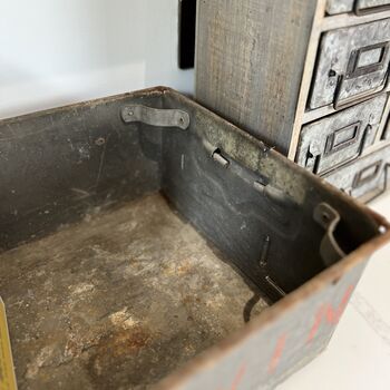 Industrial Vintage Galvanised Metal Storage Box Or Planter, 3 of 4
