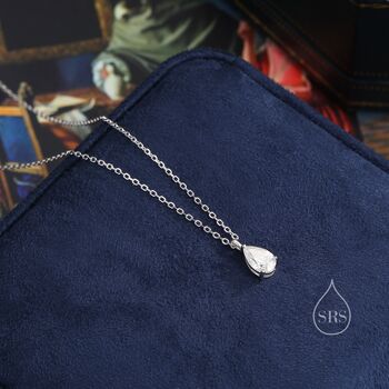 One Carat Moissanite Solitaire Pear Cut Pendant Necklace In Sterling Silver, 4 of 12