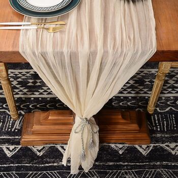Cheese Cloth Boho Gauze Dining Table Runner, 9 of 9