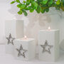 Trio Of Wooden Tea Light Holders Raised Star Design, thumbnail 8 of 11