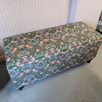 William Morris Forest Strawberry Thief Storage Ottoman Footstool, 4 of 10