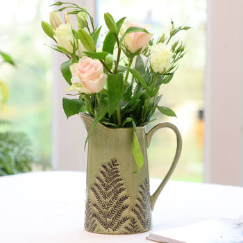 Fern Green Ceramic Pitcher Vase, 3 of 9