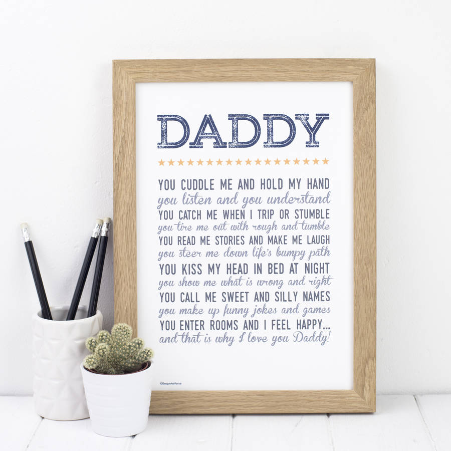 why i love you daddy poem print by bespoke verse | notonthehighstreet.com