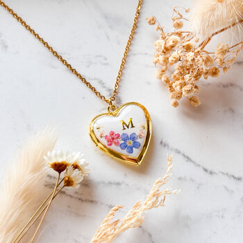 Forget Me Not Gold Heart Locket, 3 of 6