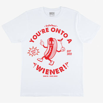 You’re Onto A Wiener Men’s Hot Dog T Shirt, 2 of 3