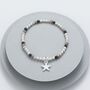 Silver Plated And Crystal Bracelet Matt Star Charm, thumbnail 1 of 2