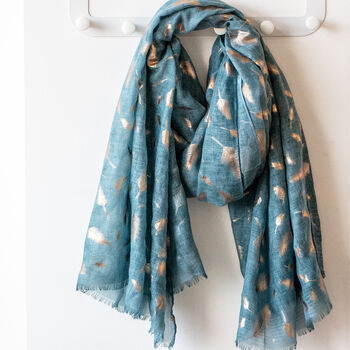Personalised Rose Gold Feather Print Scarf, 2 of 12