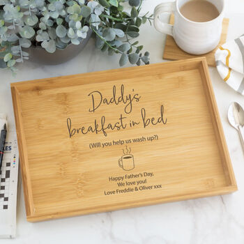 Personalised Wooden Breakfast In Bed Tray, 3 of 6