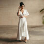 Simple Ivory Satin Wedding Dress With Flutter Sleeves And High Low Skirt, thumbnail 1 of 7