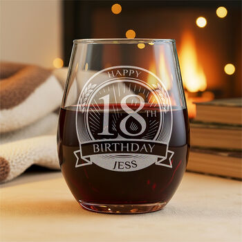 18th Birthday Stemless Glass And Birthstone Heart Gift Set, 2 of 8