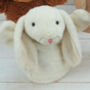 Bunny Cream Hand Puppet With Engraved Keepsake Keyring, thumbnail 1 of 6