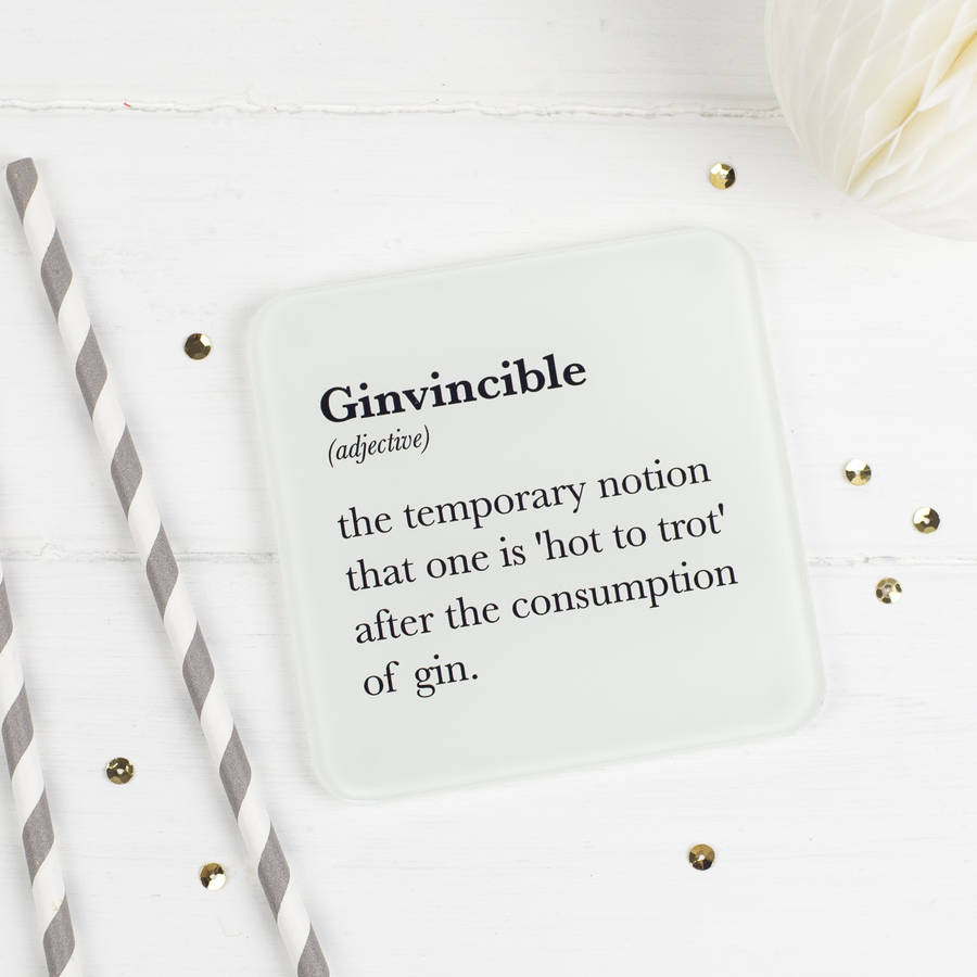 funny gin coaster in glass by bespoke verse