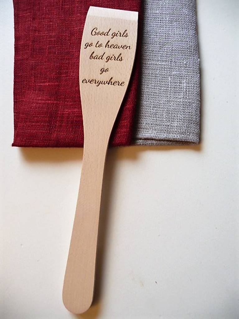 personalised wooden kitchen spatula by natural gift store