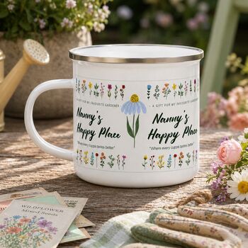 Personalised Gardener’s Happy Place Enamel Mug, 2 of 6