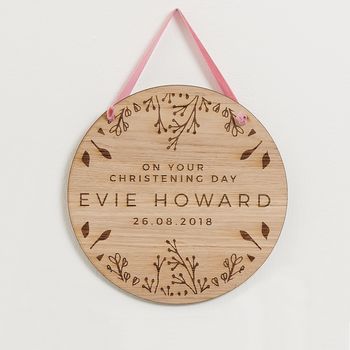Personalised Christening Wooden Plaque Gift, 3 of 8