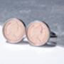 1976 50th Birthday Decimal Half Penny Coin Cufflinks, thumbnail 1 of 5