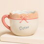 Cream Ceramic Scallop Edge Bow Sister Mug, thumbnail 1 of 2