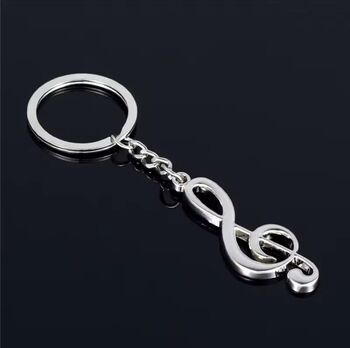 Silver Metal Treble Clef Musical Note Key Ring, 3 of 3