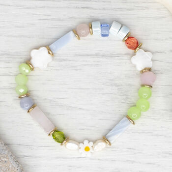 Blossom Rose Quartz And Lace Agate Beaded Bracelet, 2 of 3
