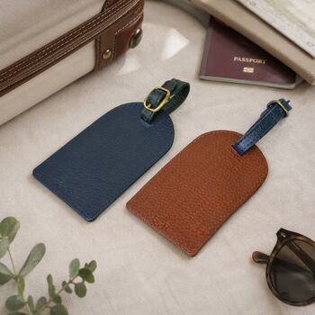 Personalised Pebble Grain Leather Luggage Tag Father's Day Gift For Him, 2 of 7
